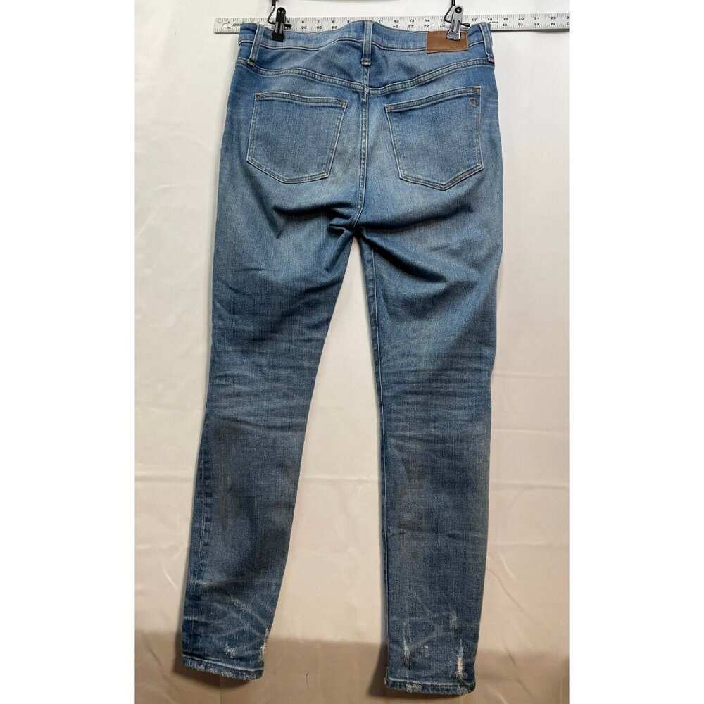 Madewell jeans womens 29 9" high rise skinny 32 x 29 distressed blue - Picture 3 of 10
